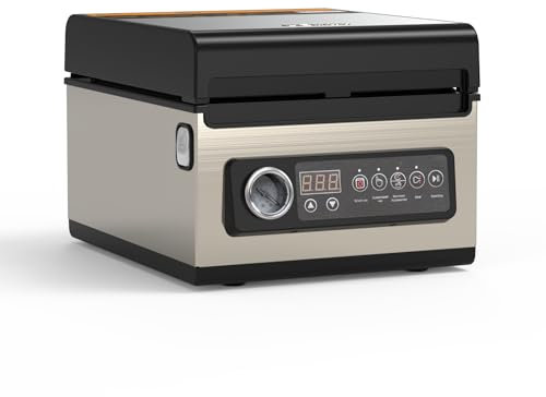 Wevac Vakuumiergerät Profi aus Edelstahl, 4.7L Vakuumkammer Vakuumiergerät Einstellbare Vakuum-und Schweißzeit, Beutel und Rollen bis 25cm Breite