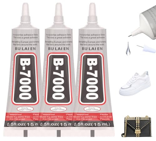 KDJXZ B7000 Super Glue 3 PCS, White, Gel, Super Glue, Glue, Waterproof, 15ML, Multi-Functional, Strong Bonding, Suitable for Hard Plastics, DIY Crafts, Ceramics, Glass, Wood, Metal, Fabrics