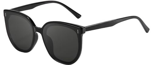 LANLANG Sonnenbrille für Damen Herren mit nylonlinse zum Fahren, Strand, Wandern, Radfahren, modisches Design, Anti-UV, UV400, blendfrei, TR Rahmen, Schwarzt