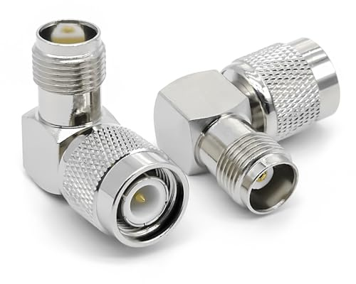 Ahoaepy 2 Stück TNC-Winkel-Koaxialadapter, 90°-TNC-Stecker auf TNC-Buchse, Winkel-Antennenstecker, L-förmiger Koaxialstecker für WLAN-Funkgeräte, Antennen, Rundfunk, drahtlose Geräte, LMR