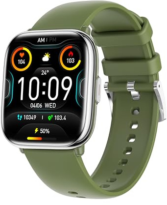 Smartwatch myPhone Watch Pastel Greenwood großer 230-mah-Akku, eine Woche Akkulaufzeit, Bluetooth-Anrufe, großer 1,75-Zoll-Bildschirm Amoled, IP67-Robustheit, mehrere Sportmodi, spezielle App