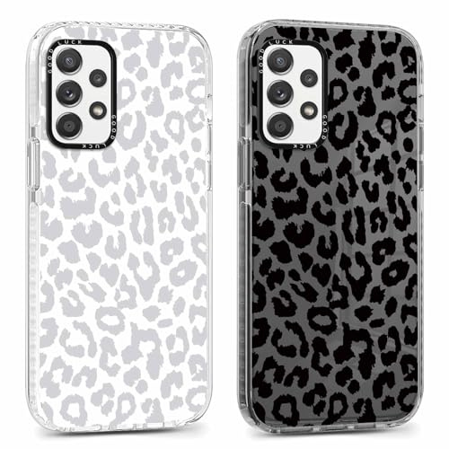 Yoedge 2 Stück Handyhülle für Samsung Galaxy A52 4G/A52 5G/A52s 5G Hülle 6,5, Leopard Muster Frauen Mädchen Aesthetic Handyhülle,Transparent Dünn Weich Silikon TPU Slim Stoßfest Kratzfest Schutzhülle