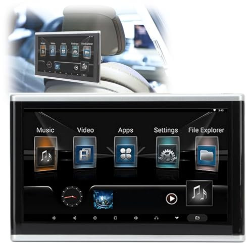 10inch Car Headrest Video Player, 4K FHD Touch Screen Car TV Headrest Mount Monitor Tablet, Support WiFi, Bluetooth, HDMI Input, FM, USB, Car Back Seat TV