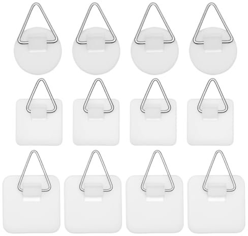 UEAVOID 12 Pezzi Ganci Adesivi per Quadri, con Struttura a Lino, Forme Versatili, ganci per quadri adesivi, gancetti per quadri, attaccaglie per quadri per Creatività nel Decorare