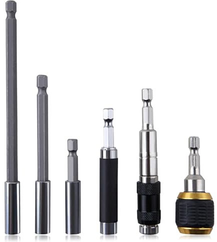 LEONTOOL 6PCS Magnetic Bit Holder 1/4 Hex Shank Magnetic Drill Bit Extension Holder Flexible Magnetic Swiveling Bit Tip Holder Bar Set Extender for Power Drill Electric Screwdriver Impact Driver