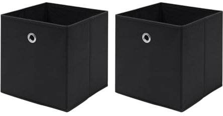 Homullel Foldable Storage Cubes Set of 2, Fabric Storage Boxes, Closet Storage Drawers Storage Organizer for Clothes (Black, Eyelet)