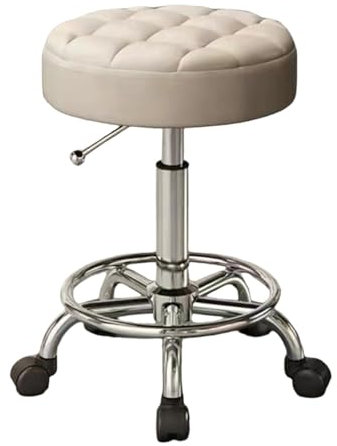 FytStycale Luxuriöser Friseurstuhl mit Verstellbarer Höhe Und Fußstütze, Stilvoll Gestaltet, Beige