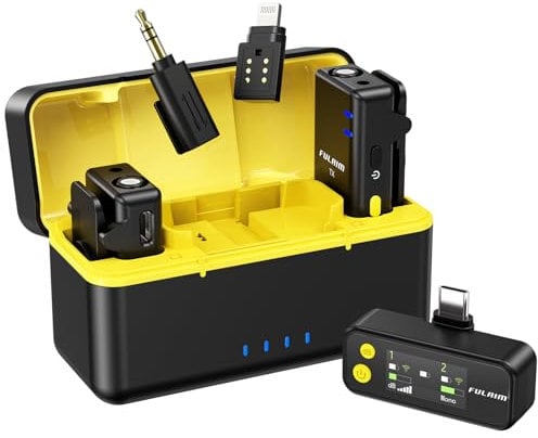 FULAIM X5M Wireless Lavalier Mikrofon Set mit Ladeetui, Plug & Play Ansteckmikrofon, DSP Rauschunterdrückung, Echtzeit-Monitoring, 18h Aufnahme, kompatibel mit Handy, Android, Kamera, PC