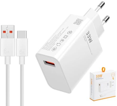 33W Chargeur Rapide pour Mi Turbo Charge Adaptateur de Chargeur Rapide 33W Charge Turbo USB C pour Xiaomi Pad 6/5/11 Lite/Mi 11i/10T/11 Lite/Redmi Note 13/12S 11 10 Pro