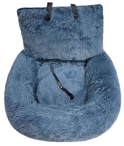 Pelzbarn Autositz Hund, Fluffy Pelzbarn Hundebett Auto, Tragbares Haustierbett für Reisen (dunkelgrau, M (72 * 60cm)
