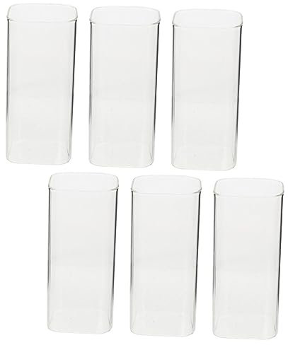 PartyKindom 6pezzi Bicchieri Da Acqua in Vetro Trasparente Resistente Al Calore Design Quadrato Per Casa e Ristorante