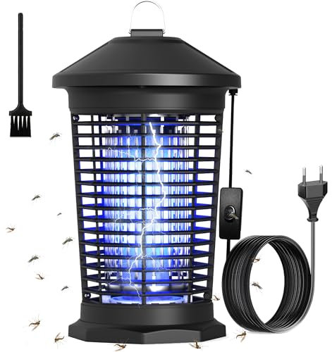 Lampe UV Anti Moustique 4500V 20W avec Interrupteur & Câble 2m - Appareil Anti Insecte Exterieur/Interieur, Lumiere Bleue Tueur de Moustiques/Mouches pour Jardin, Maison, Chambre