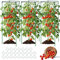 Lot de 3 cages à tomates carrées de 120 x 40 x 40 cm pour jardin, treillis à tomates cerises en acier robuste avec 25 clips, support durable pour concombres et légumes grimpants