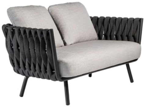 WEIDPHL Esszimmerstuhl Mit Rattan-Armlehne, Terrassen-Sofa Aus Geflochtenem Aluminium Mit Kissen, Gepolsterter Loungesessel Für Die Terrasse Im Freien Oder Am Pool,Double b