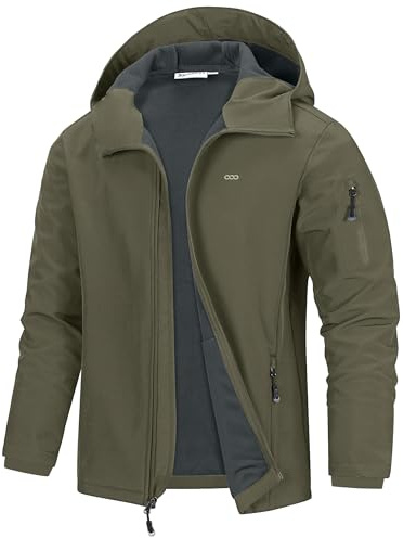 33,000ft Jacke Herren Wasserdichte Atmungsaktiv Softshelljacke Regenjacke | Winddichte Übergangsjacke, Leichte Outdoor Jacke mit Kapuze & 5 Taschen, Wanderjacke Fleecejacke Windbreaker für Laufen, Golf