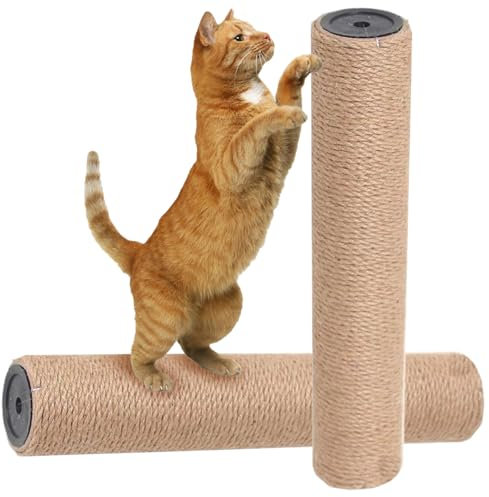 Csafyrt Cat Scratching Post Replacement 2Pcs Jute Scratching Post Replacement DIY Cat Trees and Towers Furniture Protector Posts 2.4x15.8 Inch