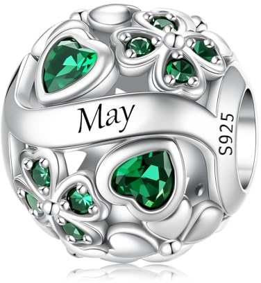 LNQOBU Breloque de pierre de Naissance pour Pandora Bracelet,perle de Charme de coeur D'amour en Argent Sterling 925, Pendentif en forme de Coeur D'amour pour les Femmes