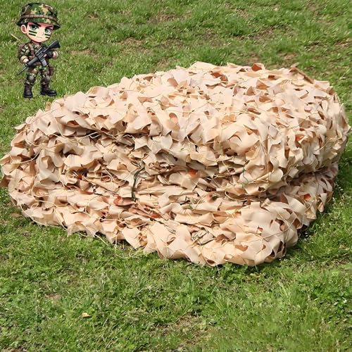 VOIRDA Filet de Camouflage Sable, Voile d'ombrage de Pergola de Camping de Chasse Militaire, Toile Filet Camo pour Soleil en Plein Air Thème Parti Décoration Voiture Couvre(3x4.0m)