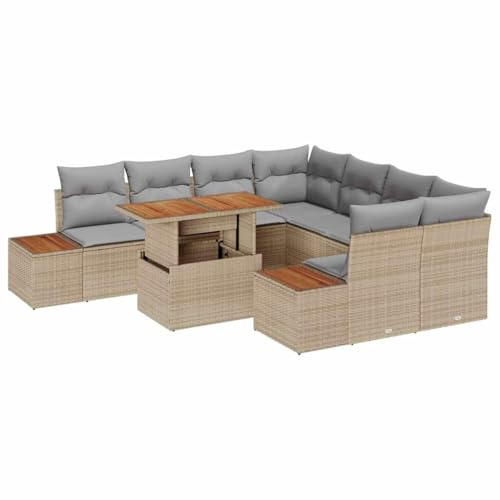vidaXL Garten-Sofa-Set 9 STK. Beige Poly Rattan