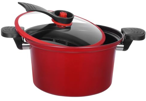 iplusmile Pentola Bassa Pressione Multifunzionale in Antiaderente Rosso per Cucina Gas e Induzione per Zuppe Nutrienti e Cottura Sicura