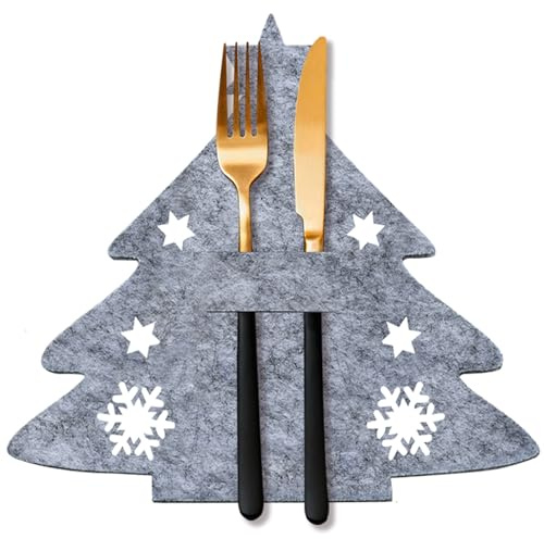 Bestecktasche Weihnachten Besteckhalter Weihnachten Filz, 12 Stück Besteckbeutel Weihnachtsbaum Besteckhalter Tischdeko Weihnachts Messer Gabeln Löffel Geschirr Besteck Taschen, Weihnachtsdeko