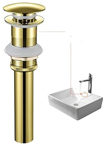Becken Wasserhahn Gold Badezimmer Mischer Tap Messing Waschbecken Heiß- und Kaltwaschbecken Neue modern, Wassereffizient(Without overflow)