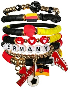 Fussball Armband, ArmbäNder FußBall-Und Nationalflaggenelemente, Fussball Geschenke Jungen, Wm Fanartikel 2026, Kann Gestapelt Werden,Elastische ArmbäNder Mit Perlen, Geschenke FüR FußBallfans