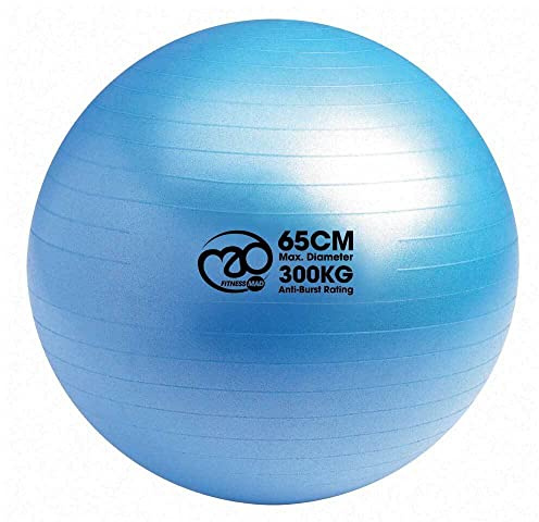 Fitness-Mad 300Kg Burst Resistance Swiss Ball, 45cm/55cm/65cm/75cm, Blue