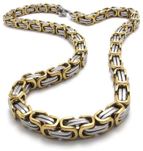 KONOV Schmuck Herren-Kette, Edelstahl Biker Königskette Halskette, Gold Silber, Breite 8mm, Länge 55cm