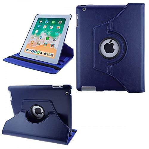 COOVY® 2.0 Etui pour Apple iPad 2/3 / 4 Coque de Protection Rotation 360° Smart Housse Cover Case Stand Auto Réveil/Sommeil | Bleu foncé