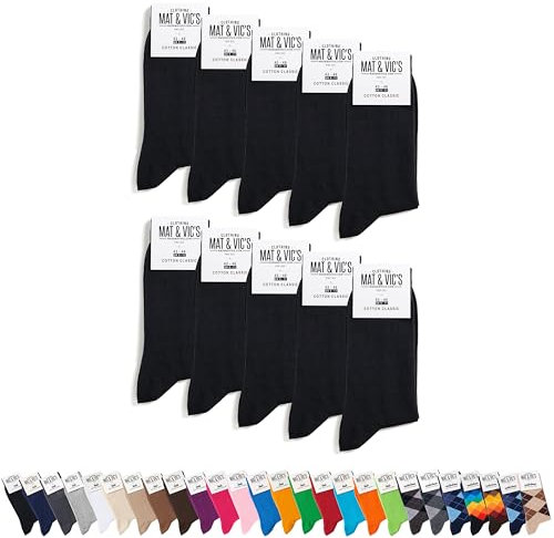 Mat And Vic's Chausettes, Confortables, Respirantes - Noir - Lot de 10 paires 43-46(9-11 UK)