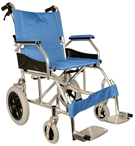 Gima Carrozzina in alluminio Queen, in tessuto azzurro, struttura a doppio incrocio, leggera, 43250