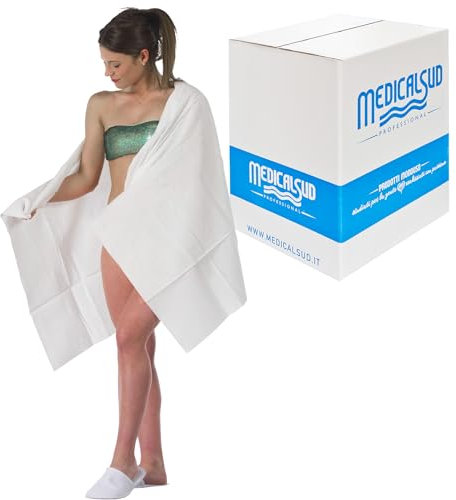 MEDICAL SUD PROFESSIONAL 60 Teli Bagno Monouso In Morbida Viscosa Cm 100 x 180 Teli Doccia Usa e Getta Super Assorbenti