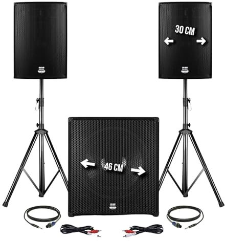Paquete PA DJ 2400W - Subwoofer 46cm + 30cm + 2 altavoces Pies - BMS1812