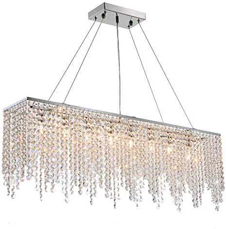 Lampadario di Cristallo Rettangolare Moderna Lampadari A Sospensione Rettangolare Soggiorno Camera da Letto