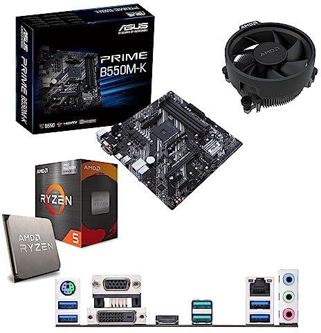 AMD Ryzen 5 5600G 3.9Ghz (Turbo 4.4Ghz) Six Core CPU with Radeon Vega Graphics, ASUS Prime B550M-K Motherboard Pre-Built Bundle NO RAM
