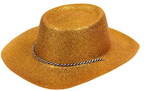 Alsino Glitzer Disco Cowboy Hut Partyhut Glitzerhut mit Kordel, Variante wählen:CW-52 Glitzer Gold