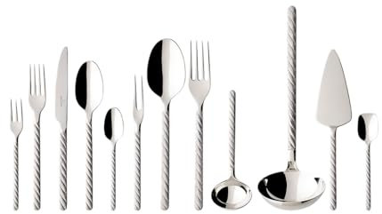 Villeroy & Boch - Montauk Besteckset 70-teilig Silber, Spülmaschinenfest, Besteck Set für 12 Personen, Besteckset Platin, Besteck, Edelstahl