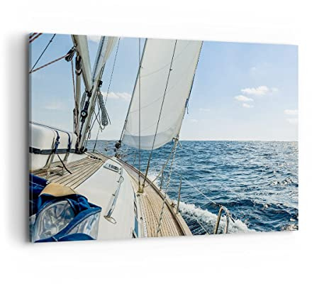Wandbilder Dekoration Wohnzimmer Meer Kreuzfahrt Segel Bilder auf Leinwand 120x80cm Leinwandbild Schlafzimmer Küche Deko Wand Kunstdruck Art Groß XXL Wanddeko Bild Wall Decor Canvas AA120x80-3647