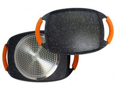 Elite KitchenWare Plancha con Asas inducción Plato Parrilla con Asas de Silicona 47 x 29 CM