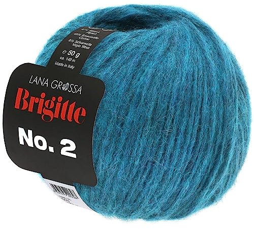 LANA GROSSA Brigitte Nr.2 | Edle Netzgarnstruktur aus Alpaka und Baumwolle | Handstrickgarn aus 47% Alpaka, 45% Baumwolle & 8% Schurwolle | 50g Wolle zum Stricken & Häkeln | 140m Garn FB 22