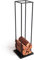 Indoor-Helden Minimalistischer Design-Kaminholzständer aus mattschwarz lackiertem Metall Höhe 115 cm Kaminholzregal Feuerholzständer Kaminholzablage