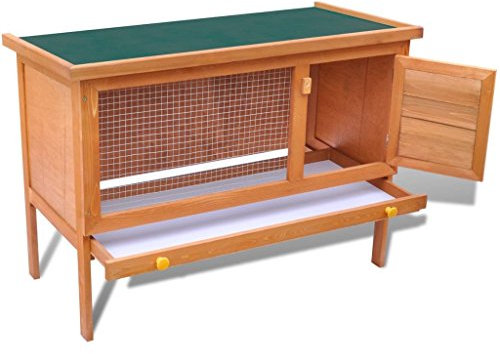 Tidyard Kaninchenkäfig Kaninchenstall Kleintierhaus Hasenstall Beschichtetes,ausziehbares Schubfach für einfache Reinigung Kleintierstall Kleintierkäfig 90 x 45 x 65,5 cm (L x B x H) für Kaninchen