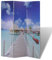 Tidyard Zusammenklappen Foto-Paravent Trennwand Raumteiler Wand Strand/Blumen doppelseitig Dekoration Mit Aufdruck Bedruckt,Faltbar Sichtschutz Stellwand,Massives Tannenholz,mehrere Auswahl