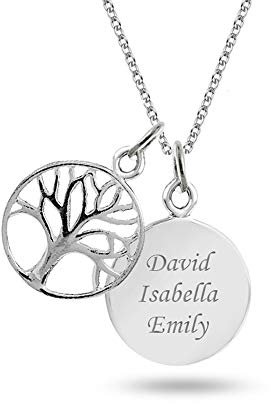 LeCalla Signature Personalised Customized Tree-of-Life with Name and Message Engraved Pendant Necklace for Women