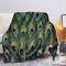 Woisttop Flanell-Fleece-Überwurfdecke mit Pfauenfeder-Druck, für Sofa, Couch, Schlafzimmer, Bettüberwurf, Decken, leicht, flauschig, Plüsch, ultra-gemütlich, dekorativ, Klimaanlagen-Steppdecke