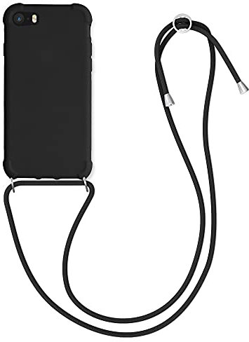 kwmobile Crossbody Case Compatible with Apple iPhone SE (2022) / iPhone SE (2020) / iPhone 8 / iPhone 7 Case - TPU Silicone Cover with Strap - Black