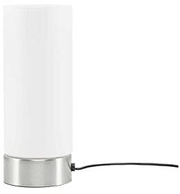 KHG | Tischlampe in Weiß mit Lampenschirm aus Glas | Leuchtkraft: 380lm | Maße: 10,0cm Ø | Tischleuchte 1-flammig Zylinderform | Funktion: 3-Stufen dimmbar | LED Basic Tischleuchte