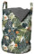 ABAKUHAUS Blumen Wäschesack, Botanic Tropic Blätter, Wäschekorb mit Griffen Kordelzugverschluss für Waschsalons, 33 cm breit x 49 cm hoch, Grün und Weiß
