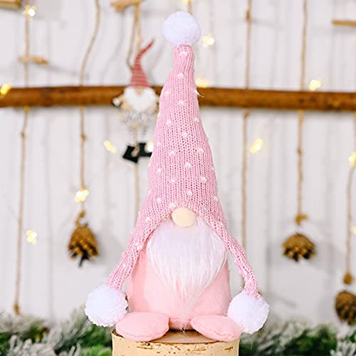 Ansenesna Weihnachten Wichtel Figuren Stehend Groß Zwerge Christmas Schmuck Deko Niedlich Weihnachtspuppe (E13 Rosa)